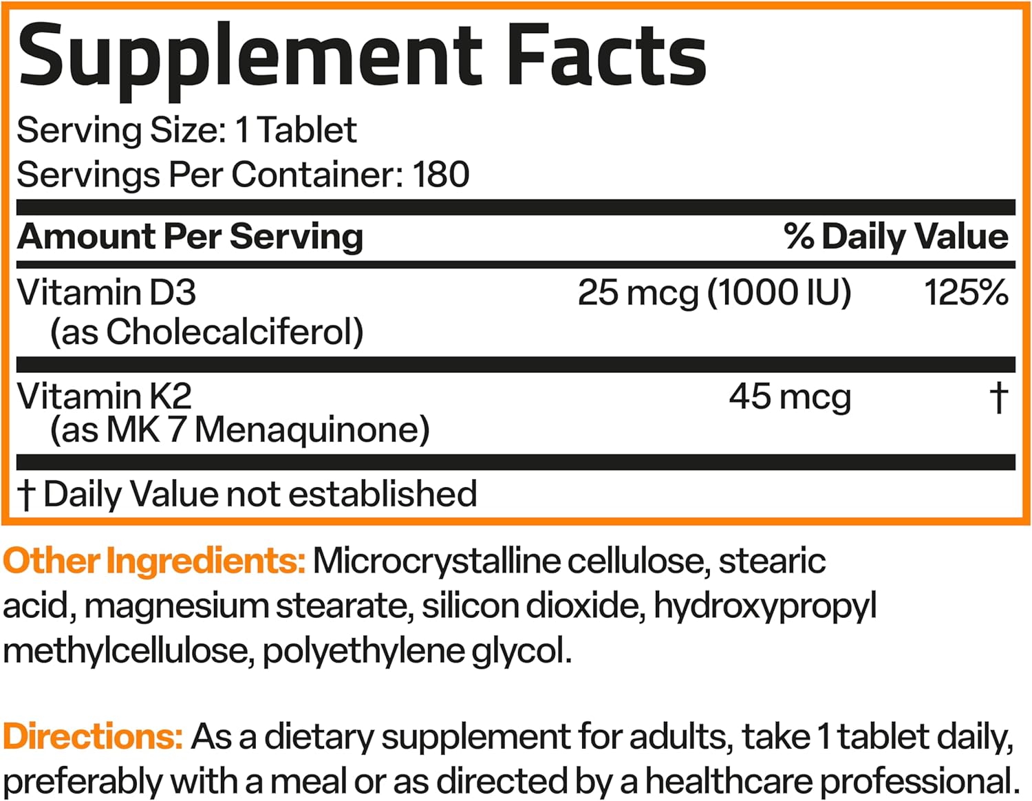 Bronson Vitamin K2 (MK-7) with D3 – 45 mcg K2 & 1000 IU D3 – 180 Mini Tablets - görsel 8