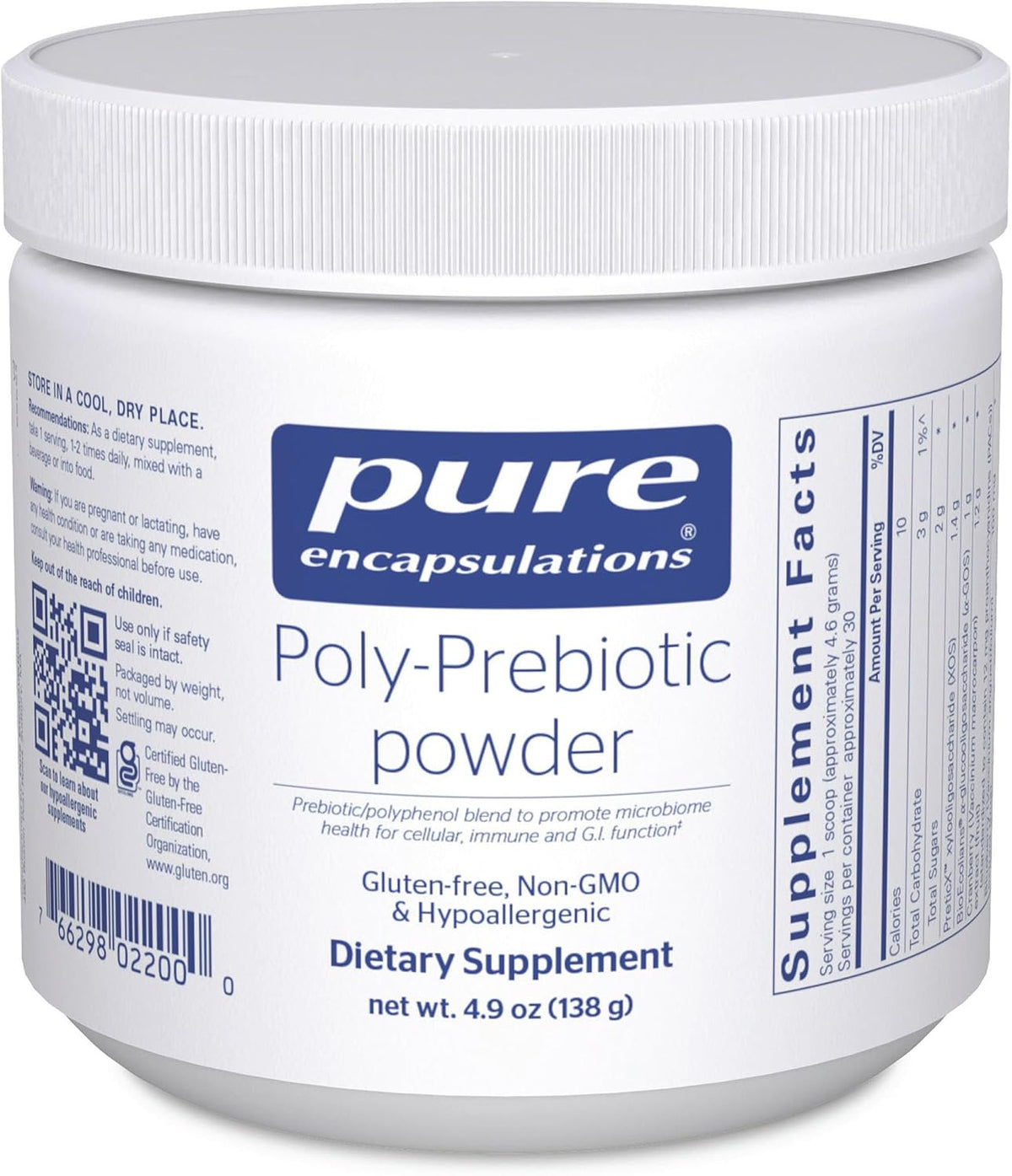 Pure Encapsulations Poly-Prebiotic Powder | Targets Akkermansia Muciniphila to Support GI Barrier Function | 139 g - görsel 1