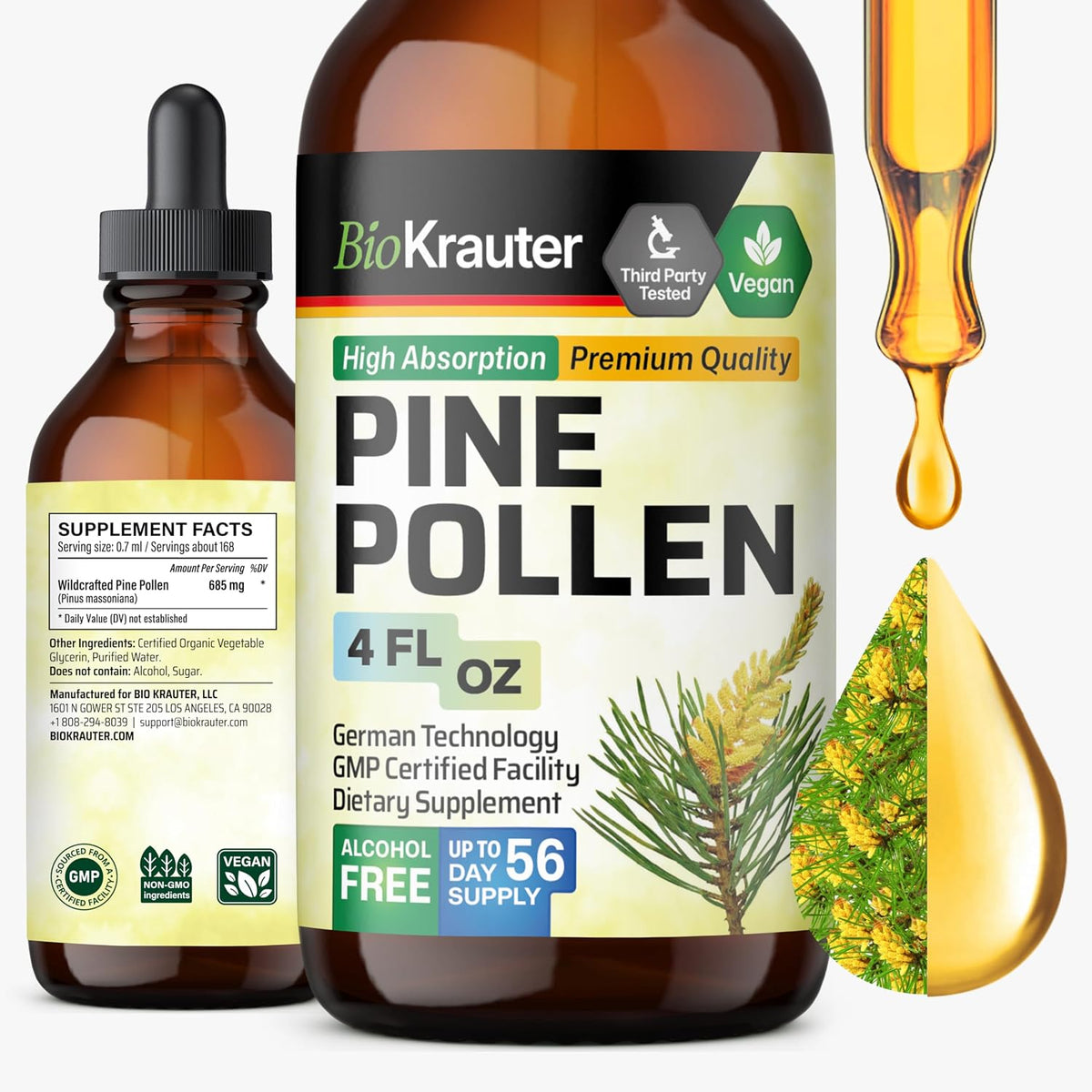 BIO KRAUTER Pine Pollen Tincture – Pure & Vegan, 60 ml - görsel 10