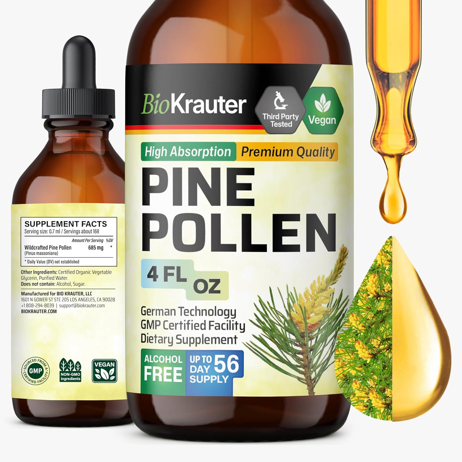 BIO KRAUTER Pine Pollen Tincture – Pure & Vegan, 60 ml - görsel 10
