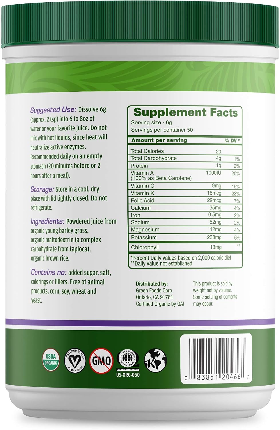 Green Foods Green Magma Barley Grass Powder, 300 g - görsel 3
