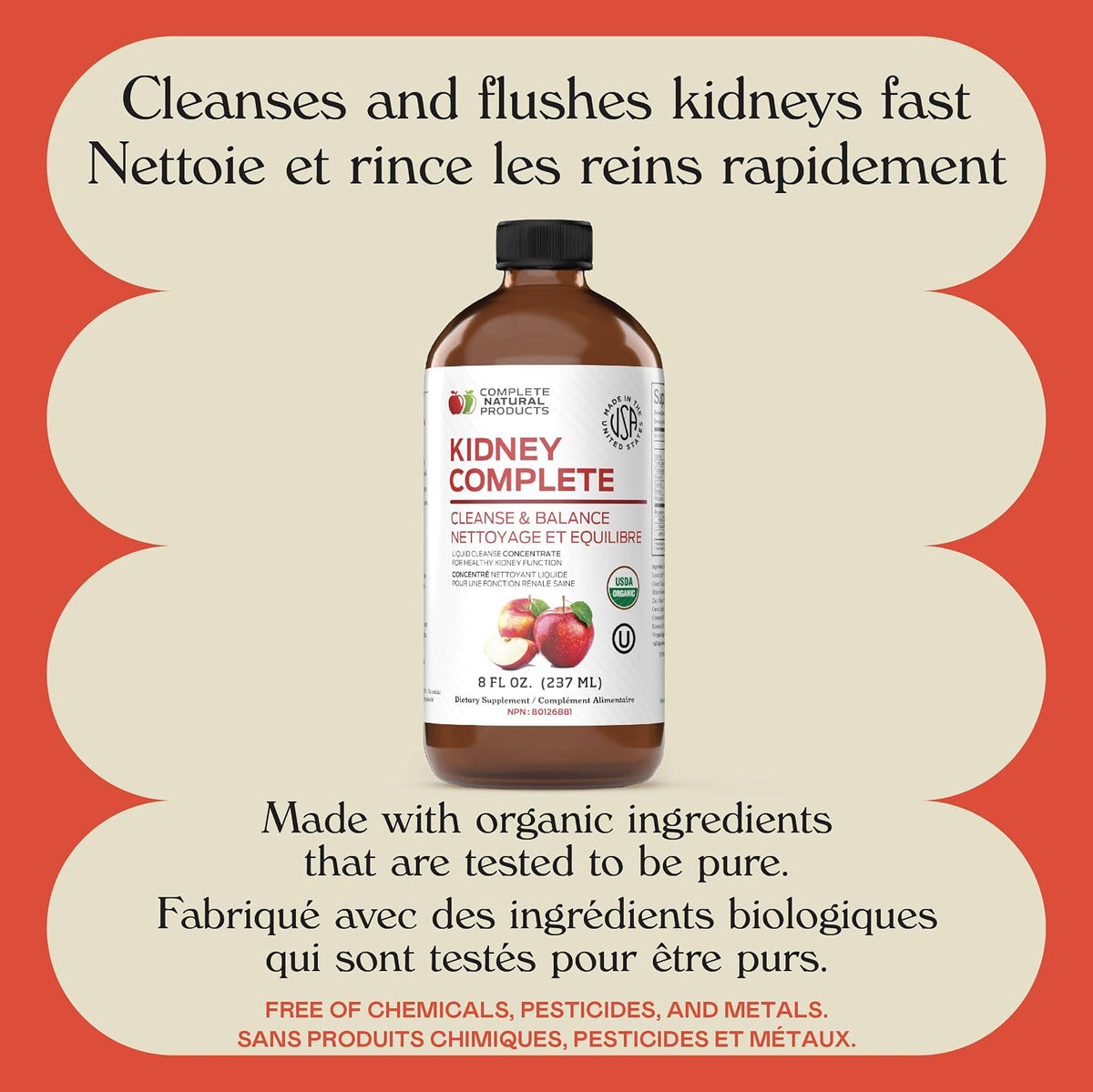 Complete Natural Products Kidney Complete - 227ml Organic Liquid for Kidney Support, Cleanse & Detox with Apple Cider Vinegar, Lemon & Organic Chanca Piedra - görsel 5