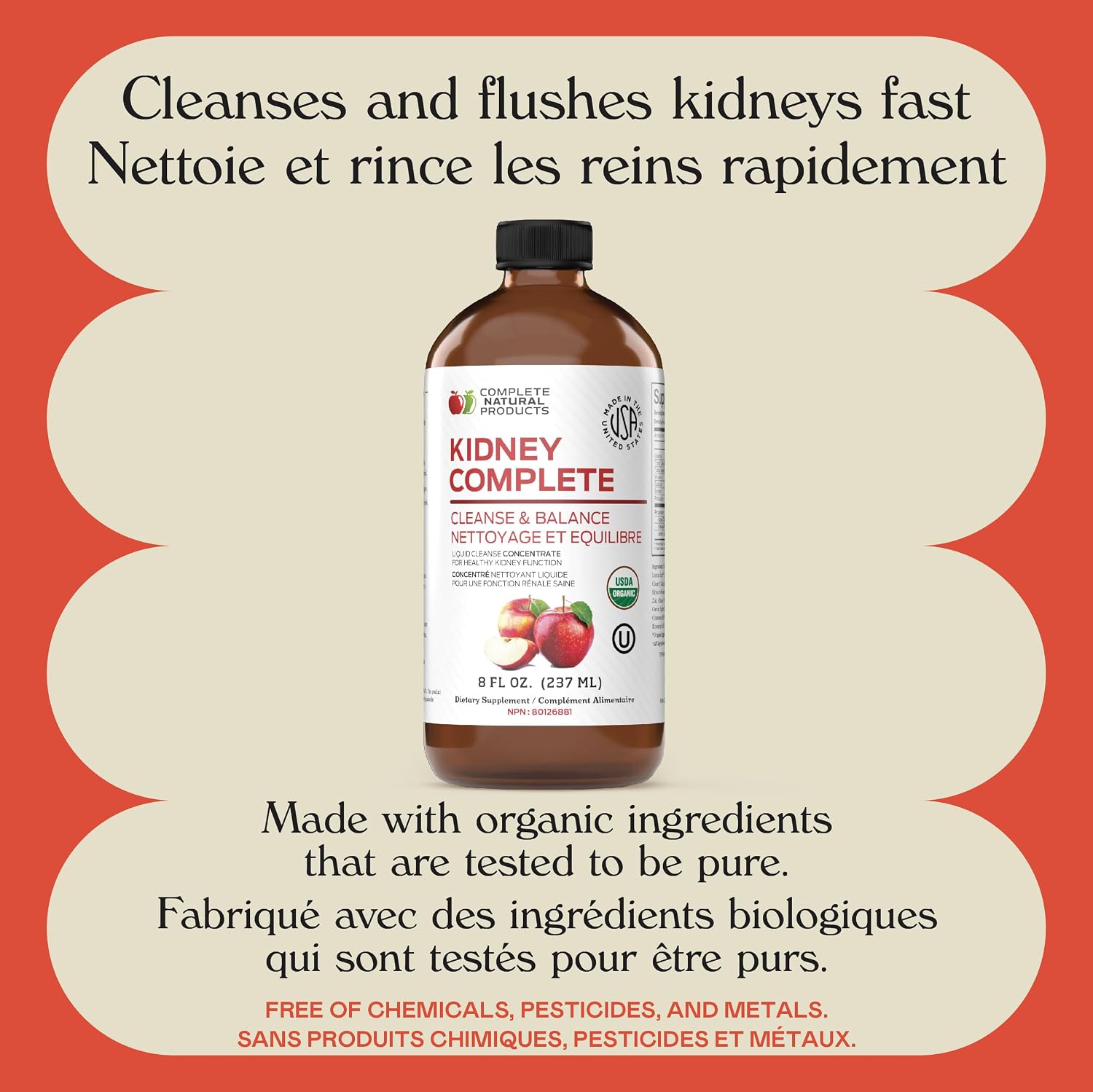 Complete Natural Products Kidney Complete - 227ml Organic Liquid for Kidney Support, Cleanse & Detox with Apple Cider Vinegar, Lemon & Organic Chanca Piedra - görsel 5