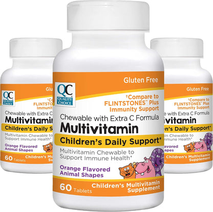 Quality Choice Children's Animal-Shaped Multivitamin with Extra Vitamin C for Immune Support Chewables (Pack of 5)