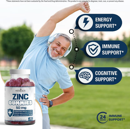 NEW AGE Immune Defence Combo - Vitamin D3 5000 IU & Zinc Gummies (2 Pack, 120 Count)