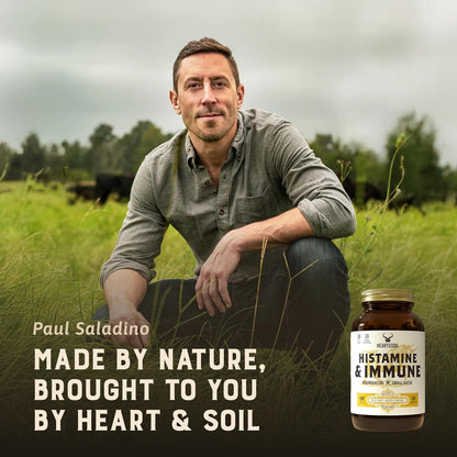 HEART & SOIL – 100% Grass Fed & Finished Histamine & Immune Support Supplement with Thymus, Lung, Spleen, Liver, & Kidney – Immune Defence – Glass Bottle – 180 Capsules