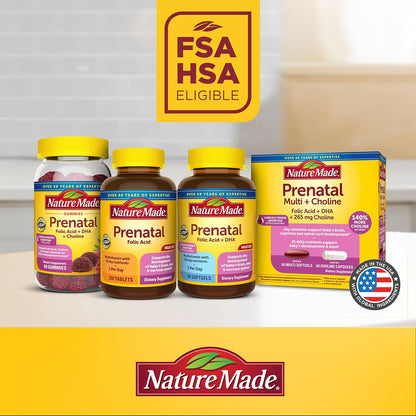 Nature Made Prenatal Vitamins with Folic Acid + DHA, 60 Softgels