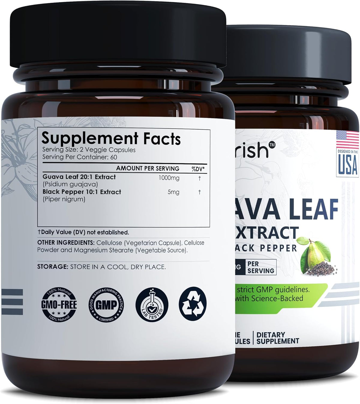 Guava Leaf Capsules 1000mg | 120 Capsules | 20:1 Extract with Black Pepper - görsel 2