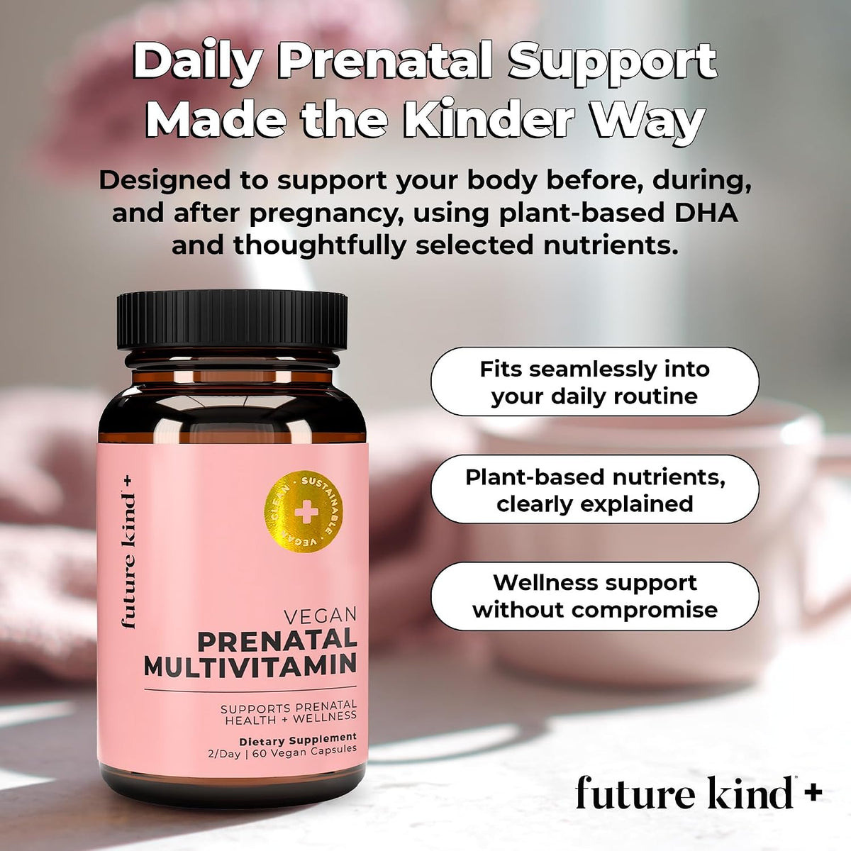 Future Kind Prenatal Vitamin - Pregnancy, Lactation, and Wellness Support with DHA & L-Methylfolate (60 Capsules) - görsel 2