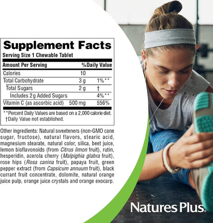 NaturesPlus Orange Juice Chewable Vitamin C - 500 mg, 180 Chewable Tablets