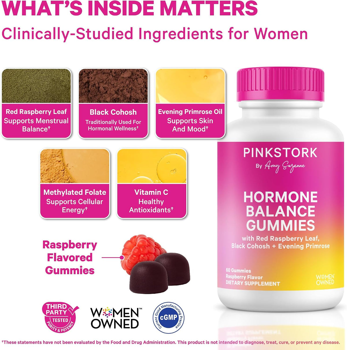Pink Stork Hormone Balance Gummies – Women's PMS and Menopause Support (60 Vegan Gummies) - görsel 2