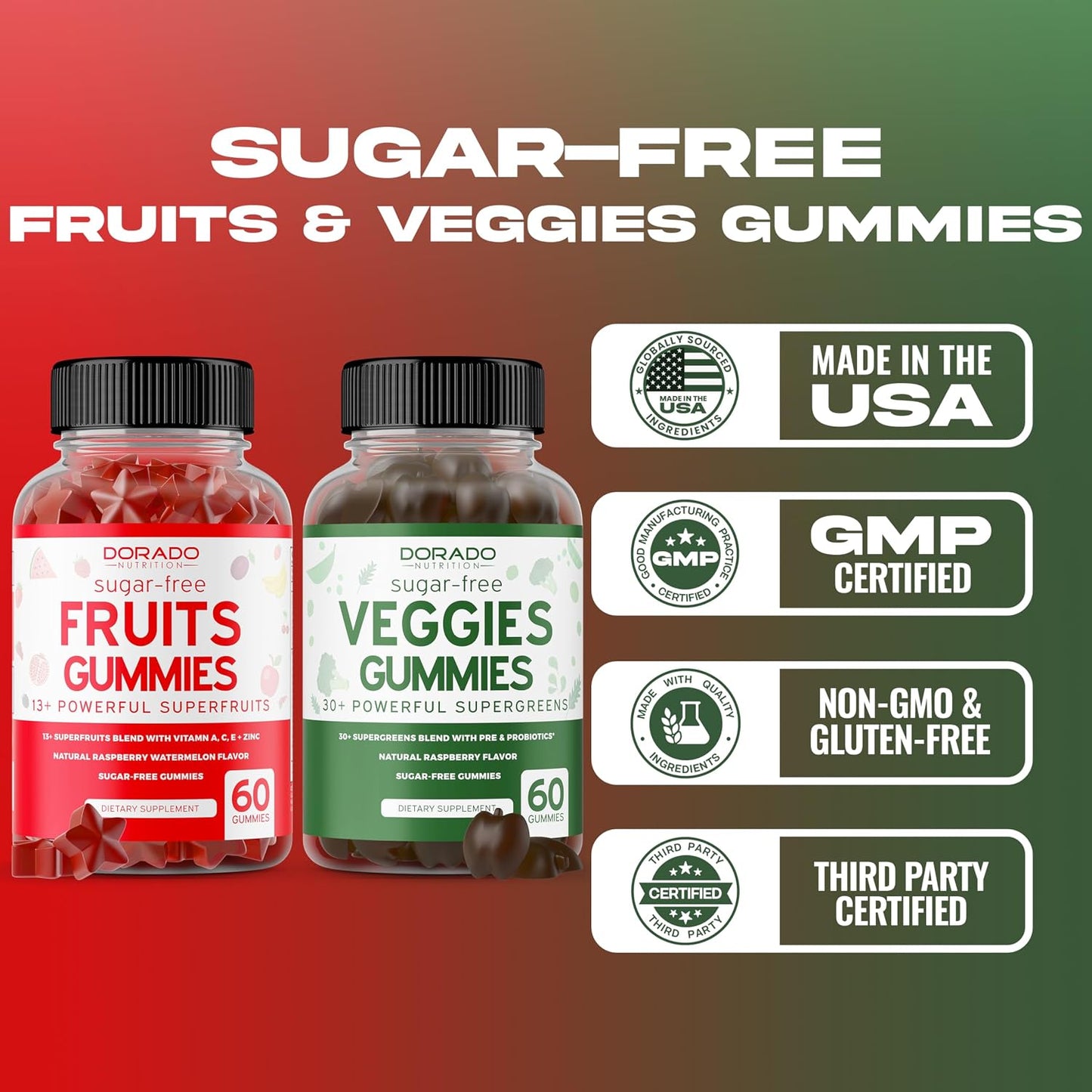 Fruit and Veg Supplement Gummies (120 Count) - Sugar-Free Superfood Blend for Adults - görsel 7