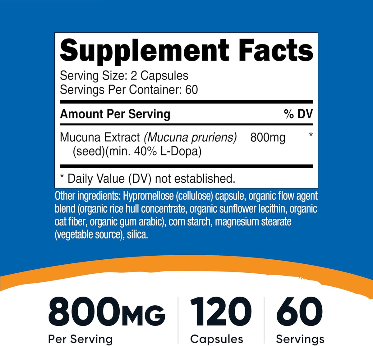 Nutricost Mucuna Pruriens 400mg, 120 Capsules - 800mg Per Serving - görsel 2