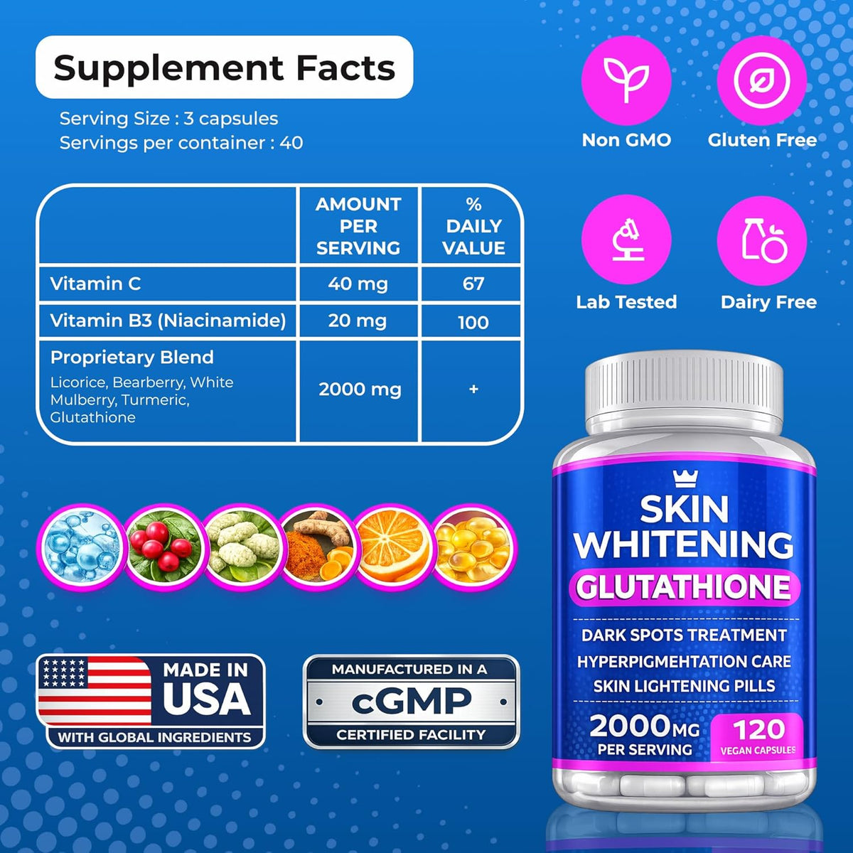 NORTHERN CROWN COSMETICS Glutathione 2000mg – 120 Capsules - görsel 8