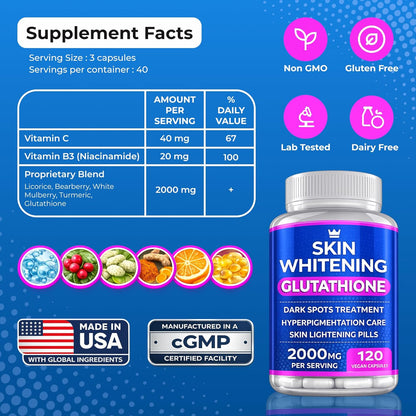NORTHERN CROWN COSMETICS Glutathione 2000mg – 120 Capsules