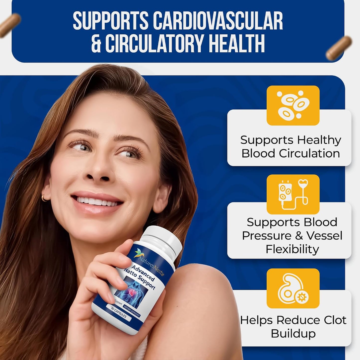 Nature's Nectar Organic Nattokinase 250mg – Double Strength 5000 FU – Cardiovascular & Blood Circulation Support – 90 Capsules - görsel 4