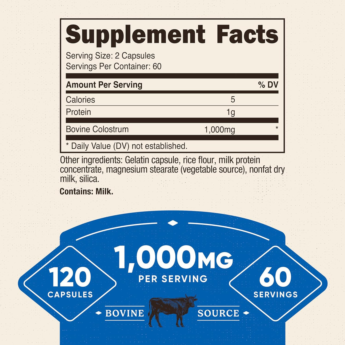 Nutricost Colostrum 1000mg, 120 Capsules, 60 Servings (3 Bottles) - görsel 2
