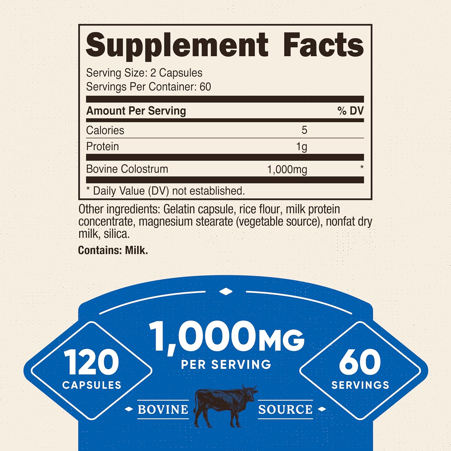 Nutricost Colostrum 1000mg, 120 Capsules, 60 Servings (3 Bottles) - görsel 2