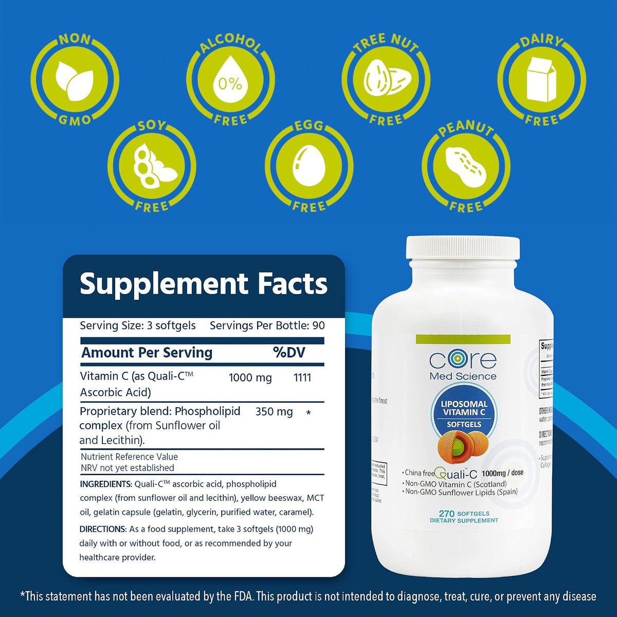 Core Med Science Liposomal Vitamin C 1000mg, 270 Softgels - görsel 3