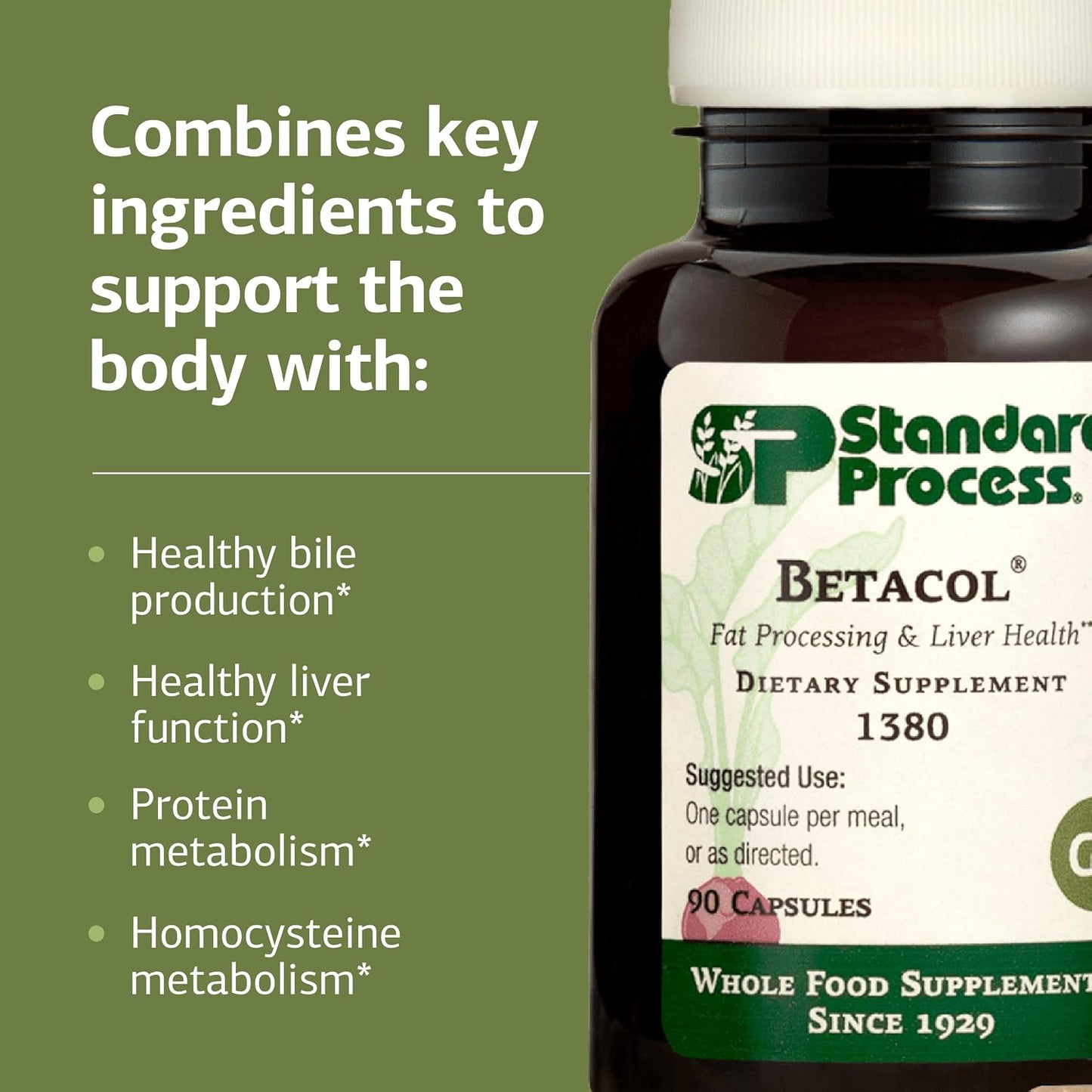 Standard Process Betacol - Liver Health Supplement with Niacin and Vitamin B6, 90 Capsules - görsel 4