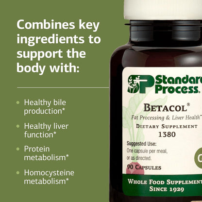 Standard Process Betacol - Liver Health Supplement with Niacin and Vitamin B6, 90 Capsules