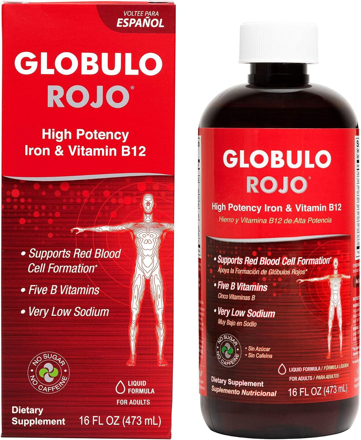Globulo Rojo Iron Supplement - Liquid High Potency Iron with B12 - Vegan - 473 ml - görsel 1