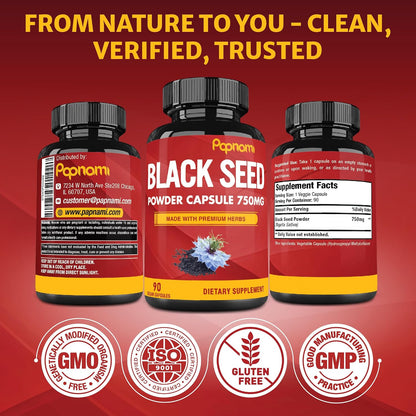 Pure Black Seed Powder Capsules 750mg – 90 Capsules