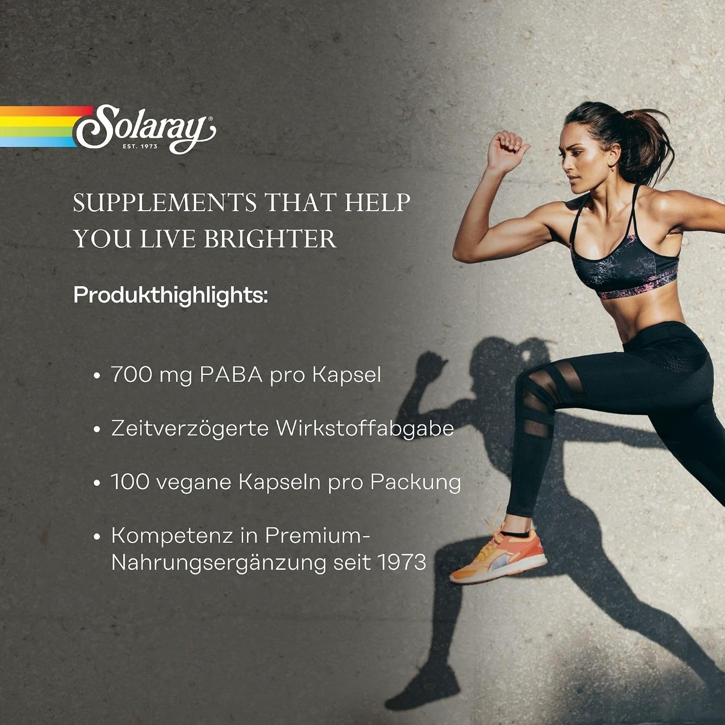 SOLARAY Paba TSTR Vitamin Capsules, 700 mg | 100 Count - görsel 3