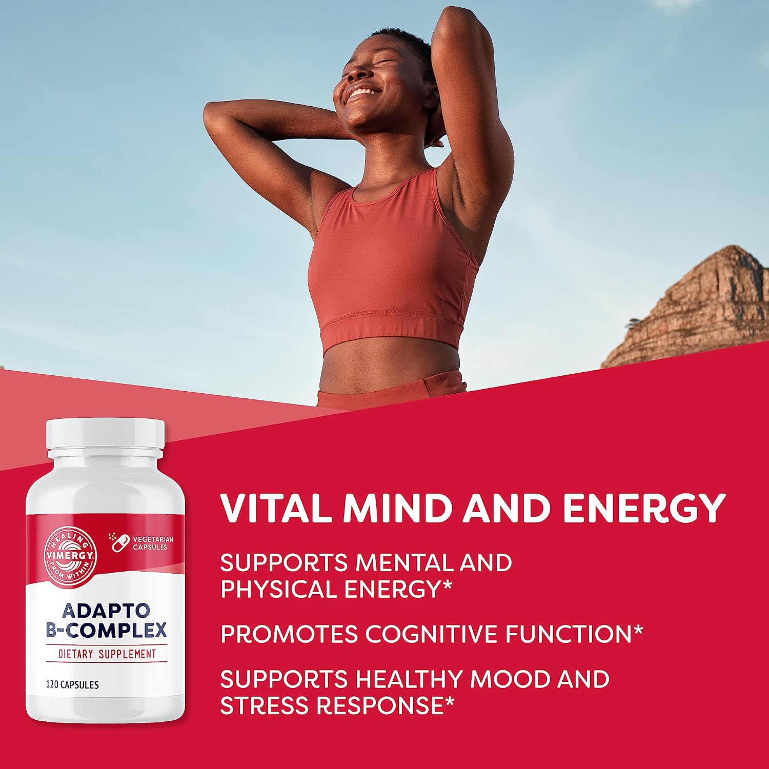Vimergy Adapto B Complex - High Potency B Vitamins with Rhodiola & Hawthorn Berry - 120 Servings - görsel 2