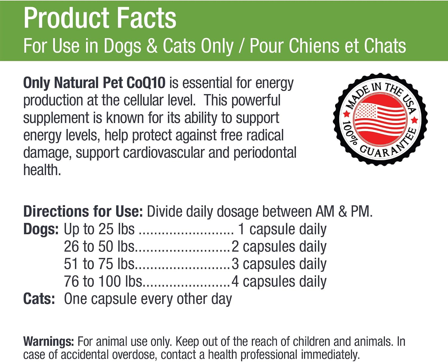 Only Natural Pet CoQ10 Capsules for Dogs & Cats – Coenzyme Q10 Ubiquinone Supplement – 90 Count - görsel 3