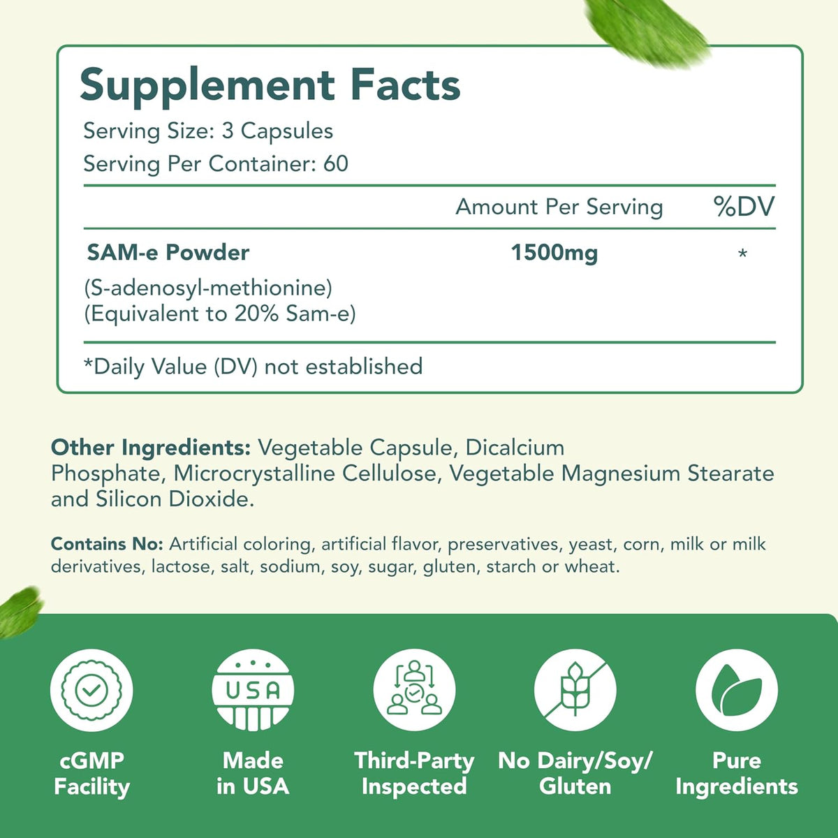 HealthyWayRx 1500mg SAM-e Supplement - S-Adenosyl-L-Methionine Capsules for Brain, Liver & Mood Support (60 Servings) - görsel 2