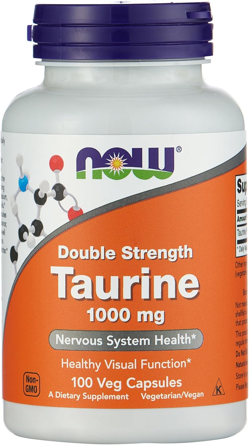 NOW Foods Double Strength Taurine, 1000 mg, 100 Vegan Capsules - görsel 1