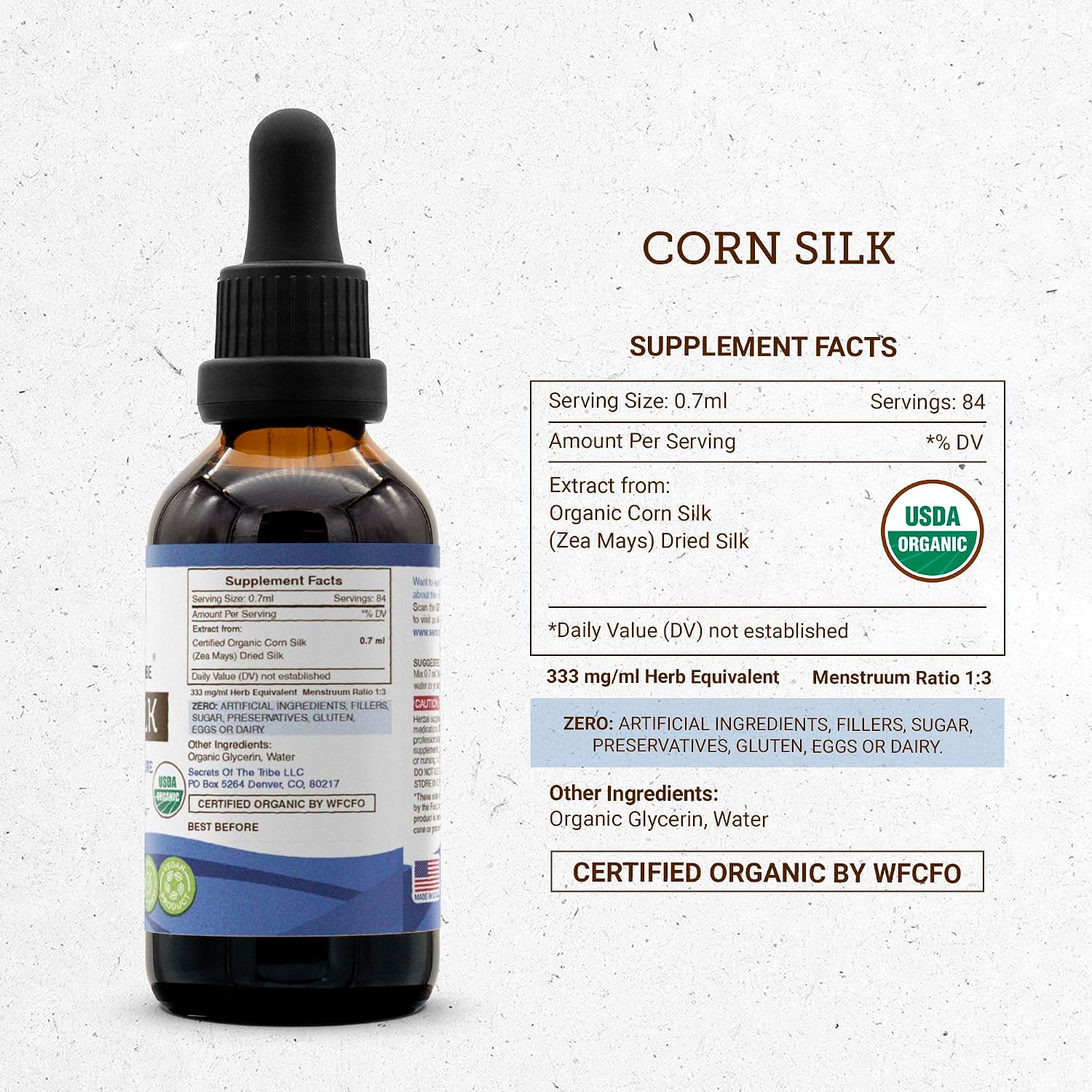 Secrets of the Tribe Corn Silk USDA Organic | Alcohol-Free Extract, High-Potency Herbal Drops | Made from 100% Certified Organic Zea Mays Dried Silk 60 ml - görsel 4