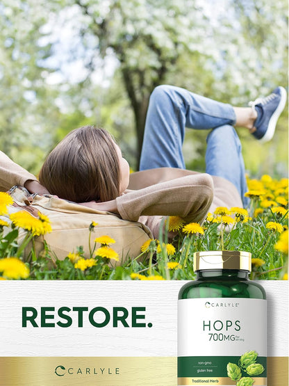 Carlyle Hops Food Supplement 700mg | 180 Capsules | Non-GM & Gluten-free | Traditional Herb