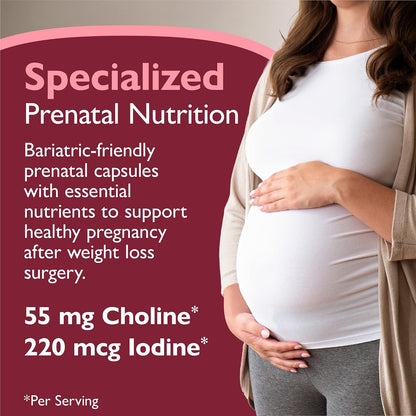 Celebrate Vitamins Bariatric Prenatal Multivitamin Capsules with Methylfolate, Iron, Iodine, and Choline – 60 Capsules