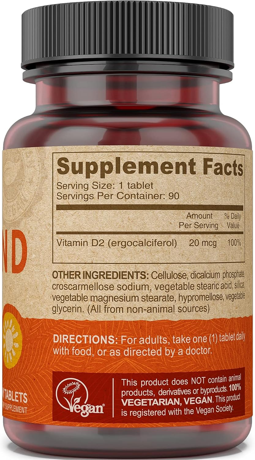 Deva Vegan Vitamin D2 60 µg (2400 IU) Ergocalciferol Supplement, 90 Tablets - görsel 3