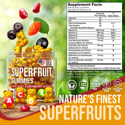 JOYLI Nutrition Multivitamin Fruit Gummies 2-Pack - Sugar-Free Superfruit Gummies for Adults and Kids