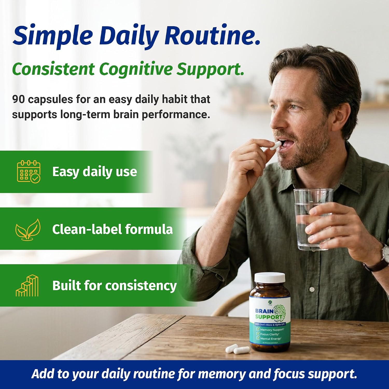 1 Body Brain Supplement - Nootropic with Alpha GPC, Ginkgo & Bacopa - 90 Vegan Capsules - görsel 8