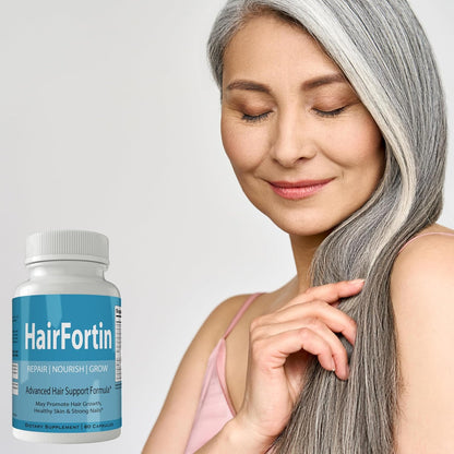 Hairfortin Advanced Hair Growth Vitamins and Minerals – Extra Strength Formula for Hair, Skin, and Nails with Biotin – Gluten-free, 60 Capsules