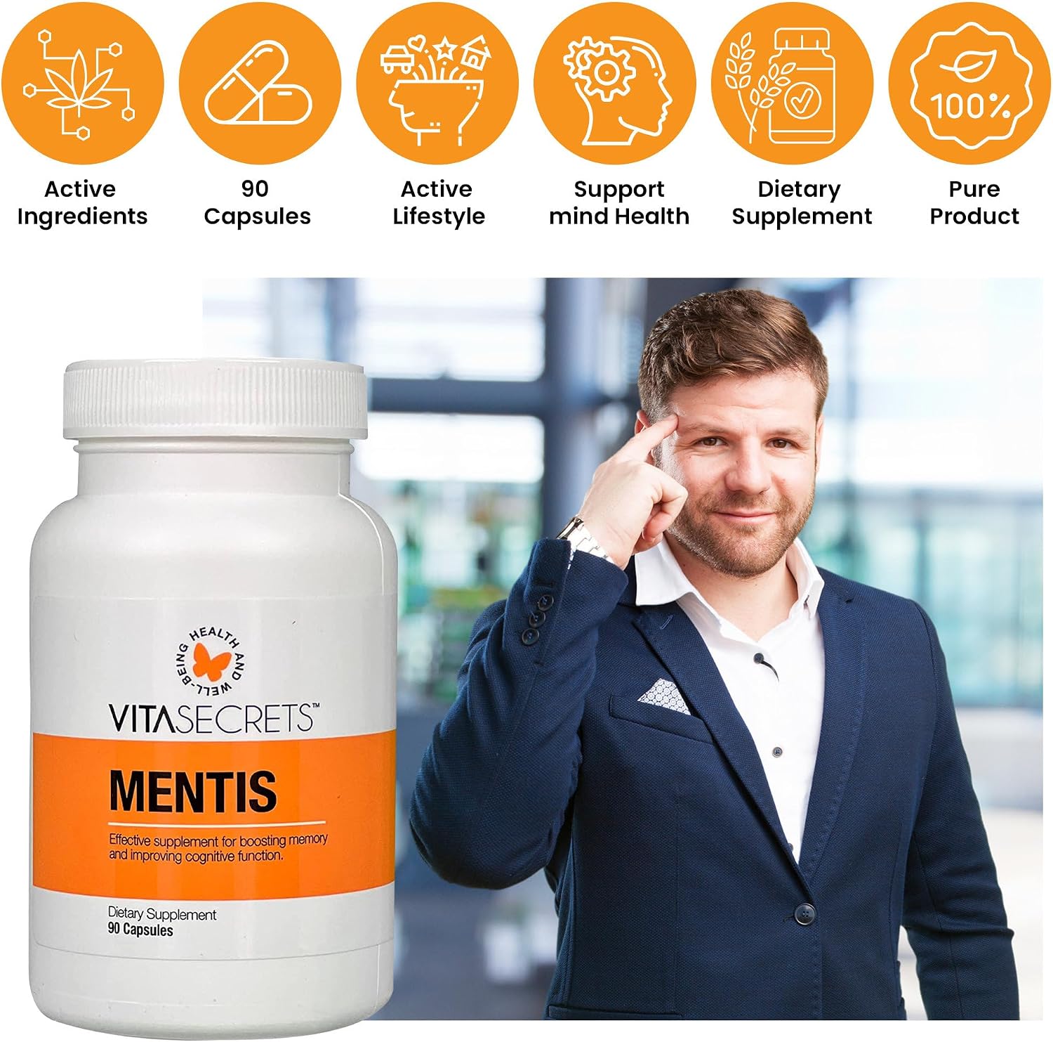 Vitasecrets Mentis Memory & Cognition Support Supplement - 90 Capsules - görsel 4