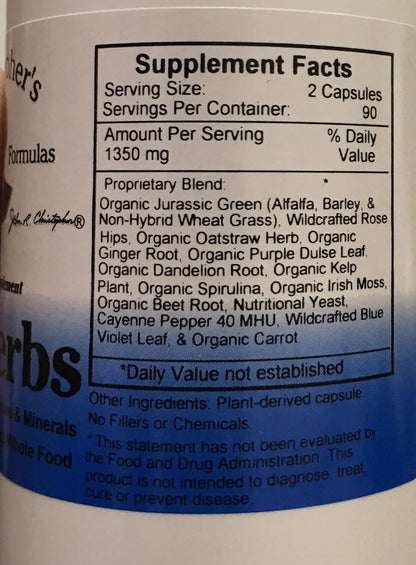 Christopher's Original Formulae Vitalerbs, Nutrient-Rich Herbal Supplement, 180 Vegetarian Capsules