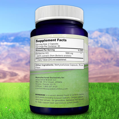 aSquared Nutrition Pure Berberine 1000 mg – 180 Vegetable Capsules