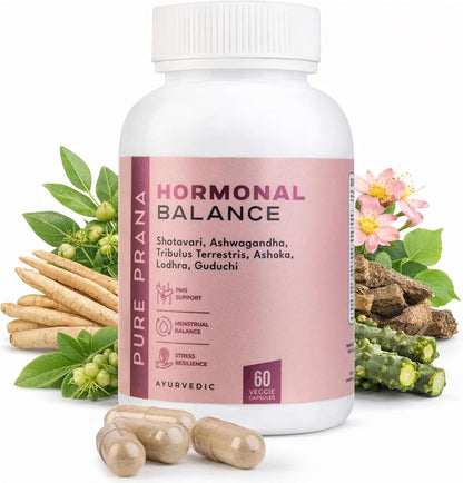 Pure Prana Shatavari Capsules for Women – Hormonal Balance & PMS Relief with Ashwagandha