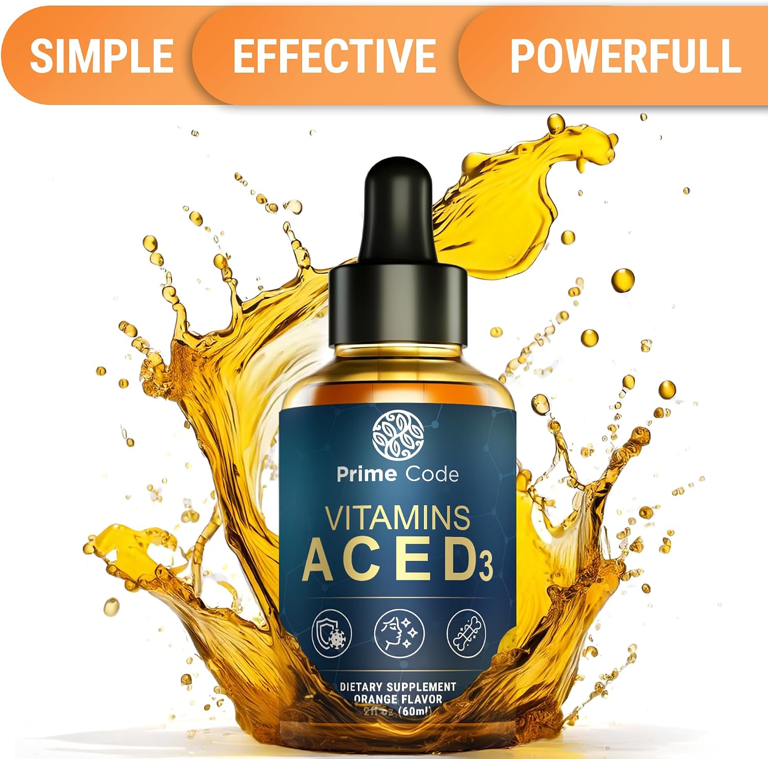 Prime Code Liquid Vitamin A Supplement with Vitamins C, D3 and E - Natural Orange, Non-GMO - görsel 5