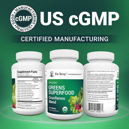Dr. Berg's Greens Superfood Cruciferous Vegetable Tablets – 90 Tablets