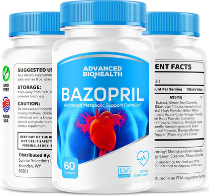 (3 Pack) Bazopril Capsules - Official Bazopril Advanced Formula for Blood Balance Support, Natural Food Supplement for Overall Health & Wellbeing, 180 Capsules (3-Month Supply)