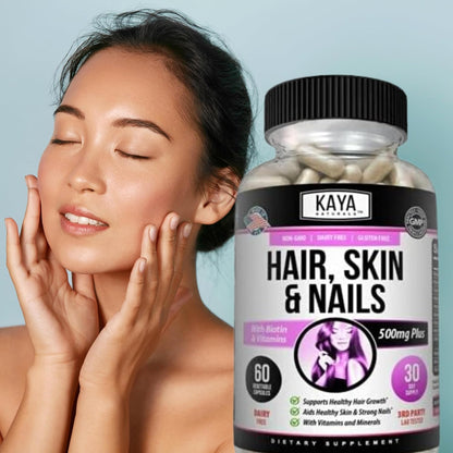 Kaya Naturals Hair, Skin & Nail Capsules – Biotin, Vitamin D, B12, A, Folic Acid Food Supplement – Image 9