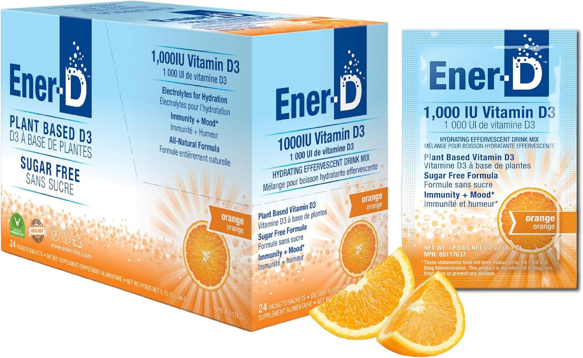 Ener-D Sugar Free Multivitamin Drink Mix, Orange, 24 Packets - görsel 1