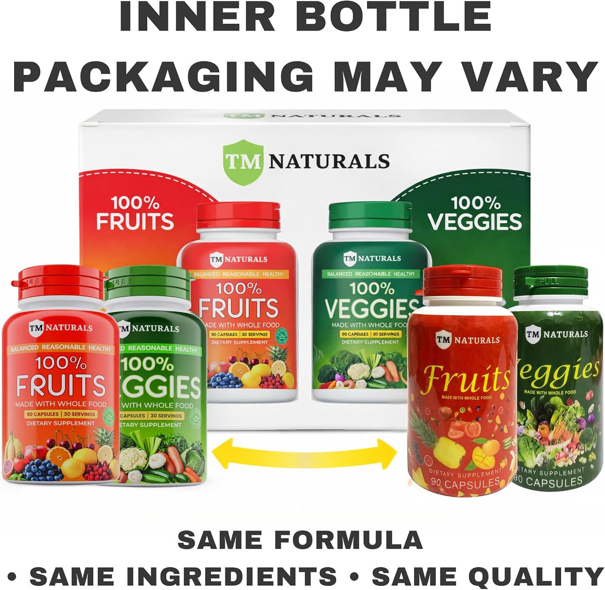 TM NATURALS Fruit and Veg Supplement - Super Fruits and Vegetables Capsules, 90 Capsules (Pack of 2) - görsel 4