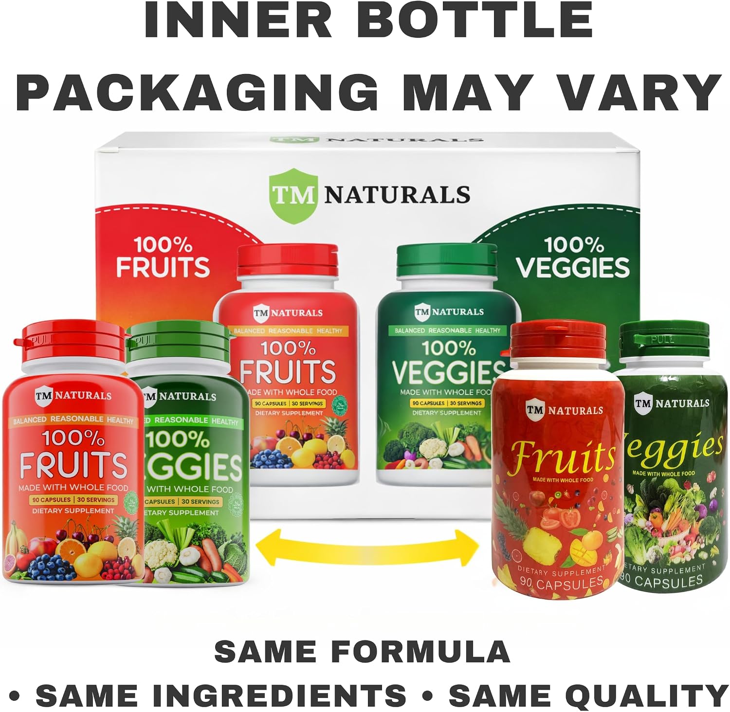 TM NATURALS Fruit and Veg Supplement - Super Fruits and Vegetables Capsules, 90 Capsules (Pack of 2) - görsel 4